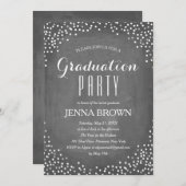 Confetti Chalkboard Graduation Party Einladung (Vorne/Hinten)