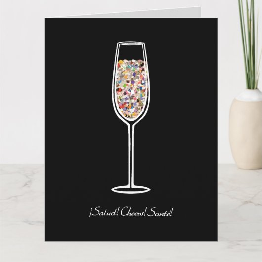 Confetti Champagne Glass Celebration Card Karte (Vorderseite)