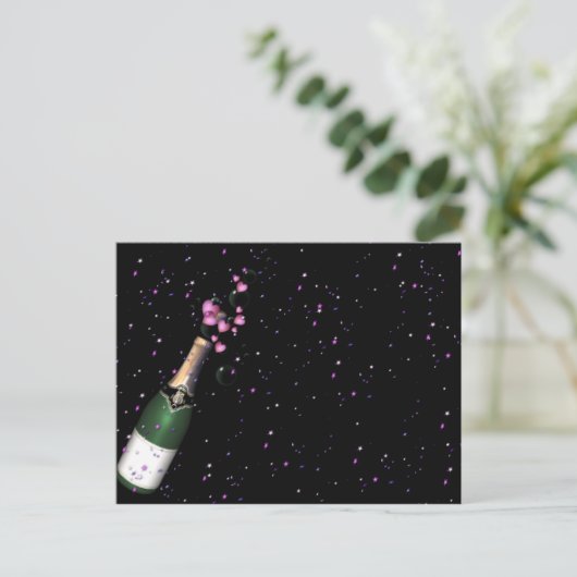 Confetti, Champagnerflasche und Bubbly Postkarten (Stehend Vorderseite)