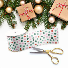 Confetti Christmas Modern Pattern Ribbon Satinband