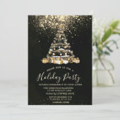 Confetti Christmas Tree Weihnachtsbaum Party Einladung (Stehend Vorderseite)