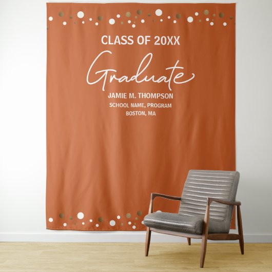 Confetti Class Orange Gold School Background grad Wandteppich (Beispiel)