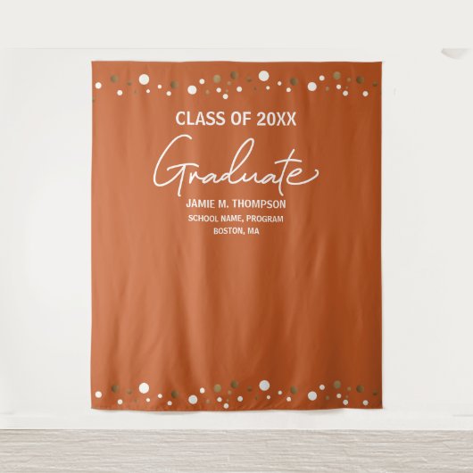 Confetti Class Orange Gold School Background grad Wandteppich (Vorderseite)