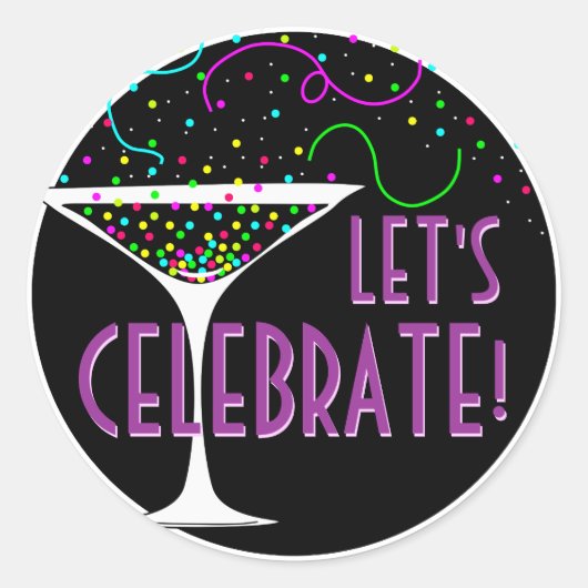 Confetti Cocktail Celebration Round Sticker (Vorderseite)