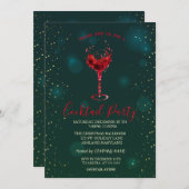 Confetti Cocktail Glass Stars Weihnachtsfest Party Einladung (Vorne/Hinten)