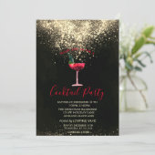 Confetti Cocktail Weihnachts-Party Einladung (Stehend Vorderseite)