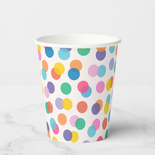 Confetti Colorful Polka Dots Kids Party Pappbecher (Rückseite)