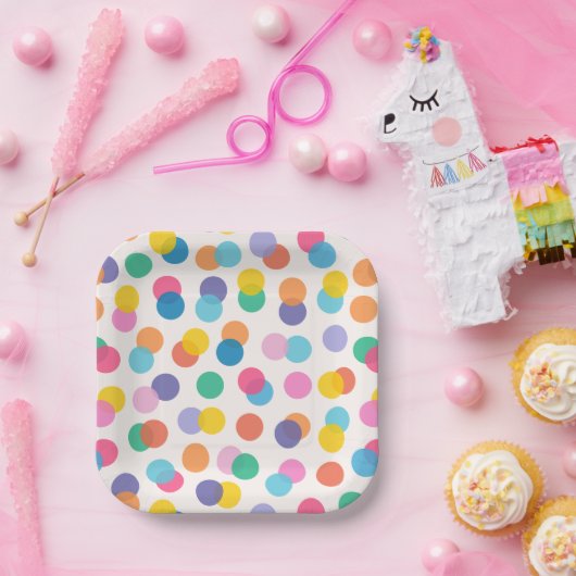 Confetti Colorful Polka Dots Kids Party Pappteller (Party)