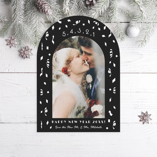 Confetti Countdown Arch New Years Foto-Karte Einladung