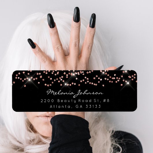 Confetti Crystals Pink Rose Gold Schwarz-weiße Mar