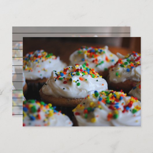 Confetti Cupcakes Rezept Karte (Vorne/Hinten)