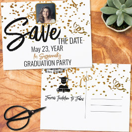 Confetti Custom Foto Abschluss Save the Date Ankündigungspostkarte