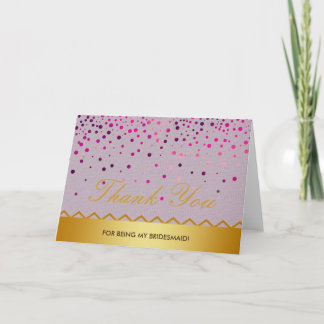 Confetti-danken LeinengoldGlitzer-Brautjungfer Dankeskarte