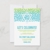 Confetti Dots Aquamarin Green Bat Mitzvah Empfang Einladung (Vorderseite)