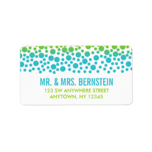 Confetti Dots Aquamarin Lime Green Address Adressaufkleber