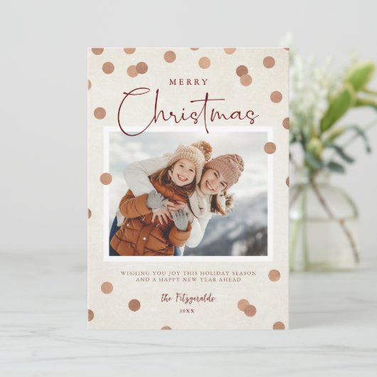 Confetti Dots Frohe Weihnachten 2 Foto (Stehend Vorderseite)