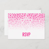 Confetti Dots Hot Pink Bat Mitzvah UAWG RSVP Karte (Vorne/Hinten)