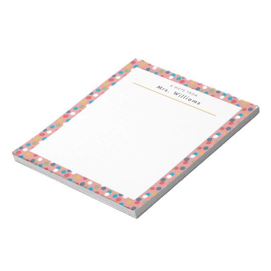 Confetti Dots Lehrer Notepad Notizblock (Rotiert)