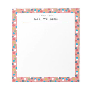 Confetti Dots Lehrer Notepad Notizblock