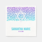 Confetti Dots Lila Aquamarin Bat Mitzvah Serviette (Vorderseite)