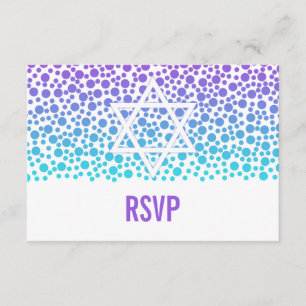 Confetti Dots Lila Aquamarin Bat Mitzvah UAWG RSVP Karte