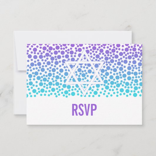 Confetti Dots Lila Aquamarin Bat Mitzvah UAWG RSVP Karte (Vorderseite)