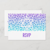 Confetti Dots Lila Aquamarin Bat Mitzvah UAWG RSVP Karte (Vorne/Hinten)