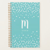 Confetti Dots Monogram Planer | Aqua (Vorderseite)