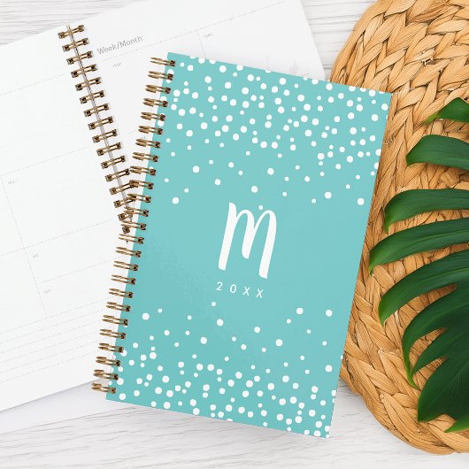 Confetti Dots Monogram Planer | Aqua