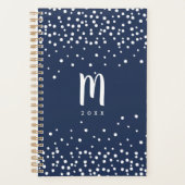Confetti Dots Monogram Planer | Dunkelblau (Vorderseite)