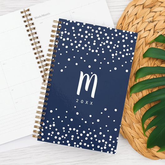 Confetti Dots Monogram Planer | Dunkelblau