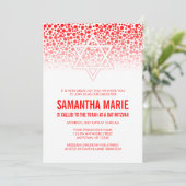 Confetti Dots Red Bat Mitzvah Einladungen (Stehend Vorderseite)