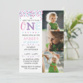 Confetti Einladung zum ersten Geburtstag (Stehend Vorderseite)