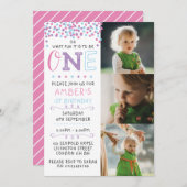 Confetti Einladung zum ersten Geburtstag (Vorne/Hinten)