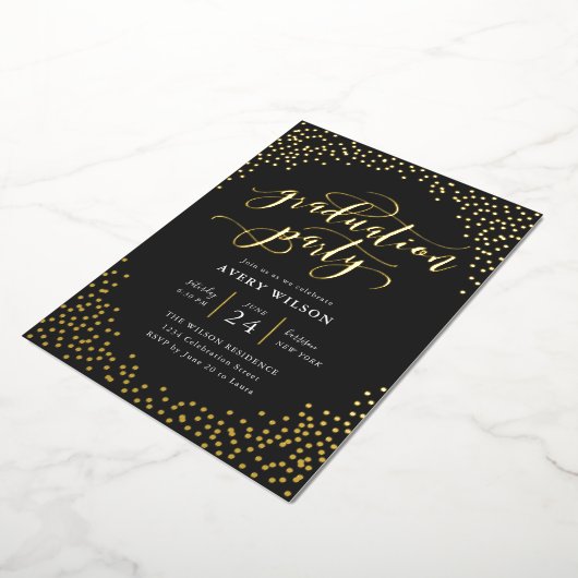Confetti Elegant Script Graduation Party - Falcone Folieneinladung (Gedreht)