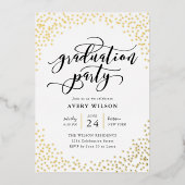 Confetti Elegant Script Graduation Party Folieneinladung (Vorderseite)