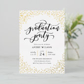 Confetti Elegant Script Graduation Party Folieneinladung (Stehend vorne)