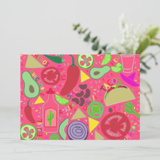 Confetti Fiesta Pink Einladung (Stehend Vorderseite)