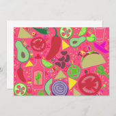 Confetti Fiesta Pink Einladung (Vorne/Hinten)