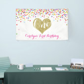 Confetti First Birthday Banner Gold Glitzer Herzst (Messeveranstaltung)