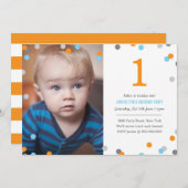 Confetti Foto Birthday Einladung (Vorne/Hinten)