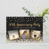 Confetti Foto Collage 50 Jahre Party Einladung (Stehend Vorderseite)