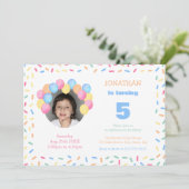 Confetti Frame Balloon Arch Photo Birthday Einladung (Stehend Vorderseite)