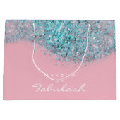 Confetti Funkelnd Glitzer Blue Pink Bridal White Große Geschenktüte (Vorderseite)