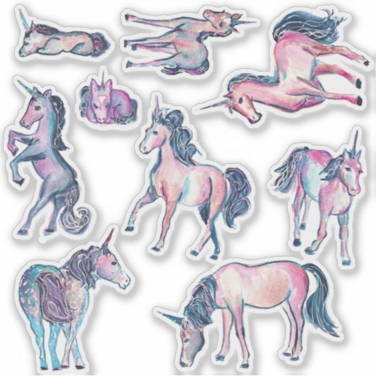 Confetti Galaxy Fantasy Unicorns Aufkleber (Vorderseite)