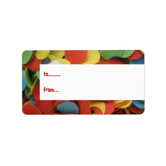 Confetti Geburtstagsgeschenk-Tags Adressaufkleber (Vorne)
