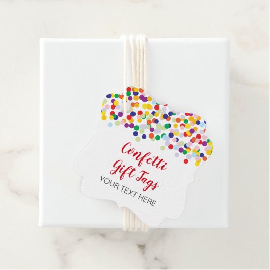Confetti Geschenketiketten für Duschen & Gastgesch Geschenkanhänger (Beispiel)