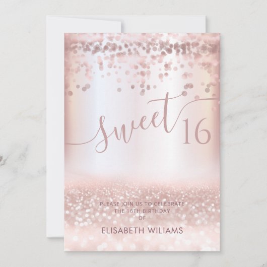 Confetti Girly Rose gold glittery ombre Invitat Einladung (Vorderseite)