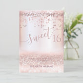 Confetti Girly Rose gold glittery ombre Invitat Einladung (Stehend Vorderseite)