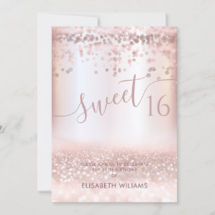 Confetti Girly Rose gold glittery ombre Invitat Einladung